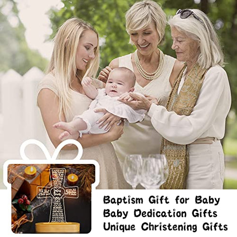 Lampeez Baptism Gift, Cross Wooden Lamp Novelty Night Light Illusion lamp for Kids